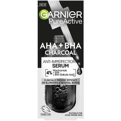 Garnier Pure Active AHA + BHA Charcoal Anti-Imperfection Serum Ορός Προσώπου με Άνθρακα, Κατά των Ατελειών, για Επιδερμίδες με Τάση Ακμής 30ml